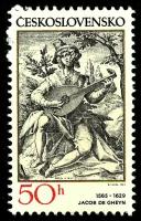 (1982-017) Марка Чехословакия "Игра на мандолине" Старинные гравюры на музыкальные темы II Θ
