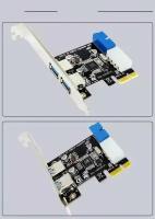 Адаптер PCI-E два 5 Gbps порта USB 3.0 питание 4Pin Molex