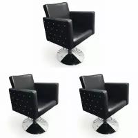Парикмахерское кресло "Статус", Черный, Гидравлика диск, 3 кресла