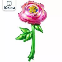 Воздушный шар Riota фигурный, цветок, Роза, розовый, 104 см, 1 шт