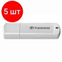 Комплект 5 штук, Флеш-память Transcend JetFlash 370, 64Gb, USB 2.0, бел, TS64GJF370