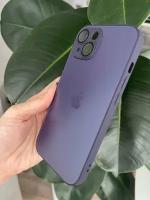 Чехол матовый AG Glass IPhone 15 Logo Фиолетовый c защитой на линзах