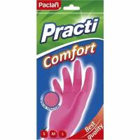 Перчатки резиновые PACLAN PRACTI COMFORT, размер S, розовые