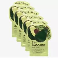 TONYMOLY Питательная тканевая маска для лица с экстрактом авокадо I'm AVOCADO Mask Sheet Nutrition, 5шт