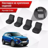 Накладки на крепления сидений для Hyundai Creta / Хендай Крета 1-2 2016-2023 Г.В. АБС пластик