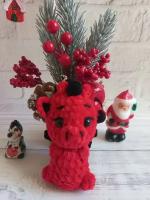 Вязаная игрушка дракон красный /игрушки ручной работы / брелок сквиш подарок на Новый год/ Авторские игрушки ручной работы