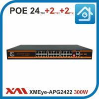 XMEye-APG2422. 300W. Коммутатор POE на 24 порта GIGABIT (10/100/1000M) + 2 uplink GIGABIT (1000M) + 2 SFP GIGABIT (1000M)