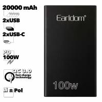 Универсальный внешний аккумулятор Earldom ET-PD11 20000 mAh 2xUSB, 2xUSB-C QC 3.0 3A PD 22.5W, LED, Li-Pol (черный)