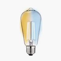 Умная лампа Zetton LED Smart Wi-Fi Bulb ST64 E27 6Вт 2200-6500К прозрачная ZTSHLBWCWE272RU (коробка)
