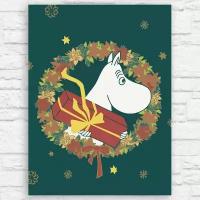 Картина по номерам на холсте новый год муми тролль (moomin, туве янссон, эстетика, уют, снуснумрик) - 12961 40х30