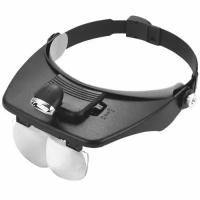 Лупа-очки налобная,бинокулярная с LED-подсветкой,со сменными линзами(1,2х1,8х2,5х3,5х) на батарейках