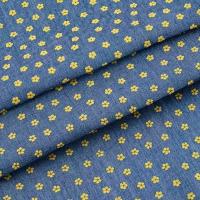 Ткань джинс FD Цветок-1 КЛ.25886 (40%п/э, 60%х/б) 48х50см цвет синий/желтый