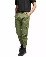 Джоггеры карго с карманами мужские на липучке Urban Classics New Olive TB4127 L