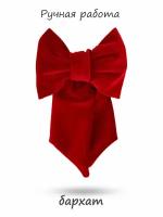 Бант "Красный бархатный HAPPYBOWTIE", заколка-автомат