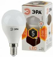 Светодиодная LED лампа ЭРА стандарт шар P45 E14 5W(400lm) 2700K 2K 90x45 P45-5W-827-E14 4731 (упаковка 12 штук)