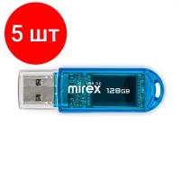 Комплект 5 штук, Флеш-память Mirex USB 3.0 ELF BLUE 128Gb (13600-FM3BE128 )