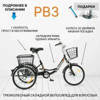 Трехколесный велосипед для взрослых РВЗ "Чемпион" (складной), 20", черный