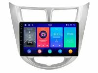 Автомагнитола с рамкой 2 din 9 дюймов для Hyundai Solaris 1 2010-2018 серебро / Android 2Gb+32Gb / GPS / Bluetooth / Wi-Fi / FM-радио