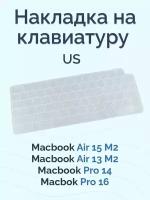 Прозрачная накладка на клавиатуру для Macbook Pro 14/16 2021-2023 / Air 13/15 M2 2022-2023 (US)