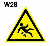 Предупреждающие знаки W28 Осторожно. Скользко ГОСТ 12.4.026-2015 100мм 1шт