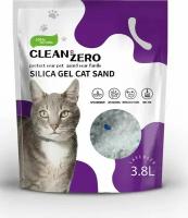 Наполнитель для кошачьего туалета силикагелевый ультра впитывающий премиум c запахом лаванды CLEAN+ZERO 3,8 л хватит на 1 месяц