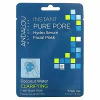 Andalou Naturals, Instant Pure Pore, Hydro Serum Beauty Facial Beauty Mask, 1 Fiber Sheet Mask, 0.6 fl oz (18 ml)