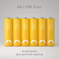 Батарейки пальчиковые алкалиновые COMMO Everyday Batteries, LR6-АА, 6 штук в упаковке