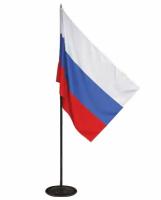 Флаг России 90х135 см с чёрным флагштоком