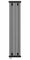 Стальной трубчатый радиатор Zehnder Charleston 2180, 08 секций, V001, с нижней подводкой, со встроенным термовентилем, цвет чёрный матовый Ral 9205