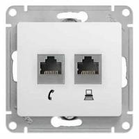 Розетка Systeme Electric (schneider Electric) SCHNEIDER ELECTRIC GLOSSA двойная RJ11+RJ45, кат.5E SE, белый, GSL000185