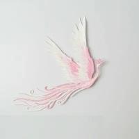 Термонашивка на одежду феникс бело-розовый декоративная аппликация