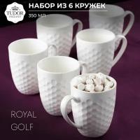 Набор кружек 350 мл чайный, кофейный набор из фарфора на 6 персон Tudor England Royal Golf 6шт