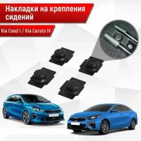 Накладки на крепления сидений для Kia Ceed / Cee'd / Сид 3 2018-2022 и Kia Cerato / Киа Серато 4 2018-2022 АБС пластик