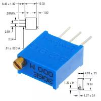 Потенциометр 5 кОм, 10 штук подстроечный резистор, 5K 3296W-1-502LF, W502 (аналог СП5-2ВБ)