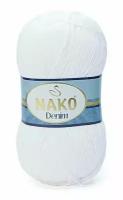 Пряжа NAKO Denim (Нако), белый - 208, 60% хлопок, 40% акрил, 5 мотков, 100 г, 200 м
