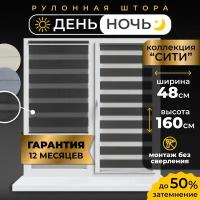 Рулонные шторы LM DECOR "Сити" 03 День/Ночь Графит 48х160 см