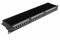 Патч-панель Wrline (Hyperline) WR-PL-24-C5E-SH-D 19"(1U), 24 порта RJ-45 полностью экранированная, категория 5e, Dual IDC, цвет черный