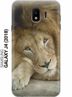 GOSSO Ультратонкий силиконовый чехол-накладка для Samsung Galaxy J4 (2018) с принтом "Спокойный лев"