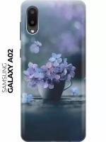 Силиконовый чехол Синие цветы в чашке на Samsung Galaxy A02 / Самсунг А02