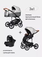 Коляска универсальная 3 в 1 Riko Basic Bella Life, 01 Grey Fox (серый)