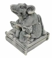 Статуэтка Мышь с мышатами 5 см мраморная крошка