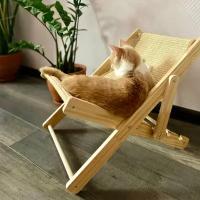 Лежанка-гамак для кошек с когтеточкой из джута и дерева