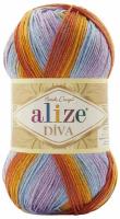 Пряжа Alize Diva batik хаки-терракот-сирень (7794), 100%микрофибра, 350м, 100г, 1шт