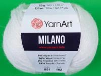 Пряжа Yarnart Milano белый (851), 8%альпака/20%шерсть/8%вискоза/64%акрил, 130м, 50г, 2шт