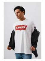 Мужская футболка Levi's, размер 48-50, круглый вырез, дышащий, хлопок, надписи