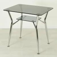 Стеклянный стол для кухни Квадро 10 серый/хром (1100х700 мм)