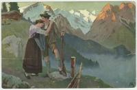 Почтовая карточка (открытка). Альпийская сцена. Российская Империя 1900-1917 гг