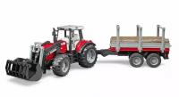 Масштабная модель BRUDER 02-046 Трактор Massey Ferguson c манипулятором и прицепом