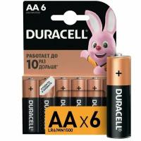 Duracell Батарейка алкалиновая AA LR6/MN1500 Basic 1.5v (блистер 6 шт.)