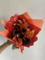 Великолепный букет черно оранжевых калл Flawery